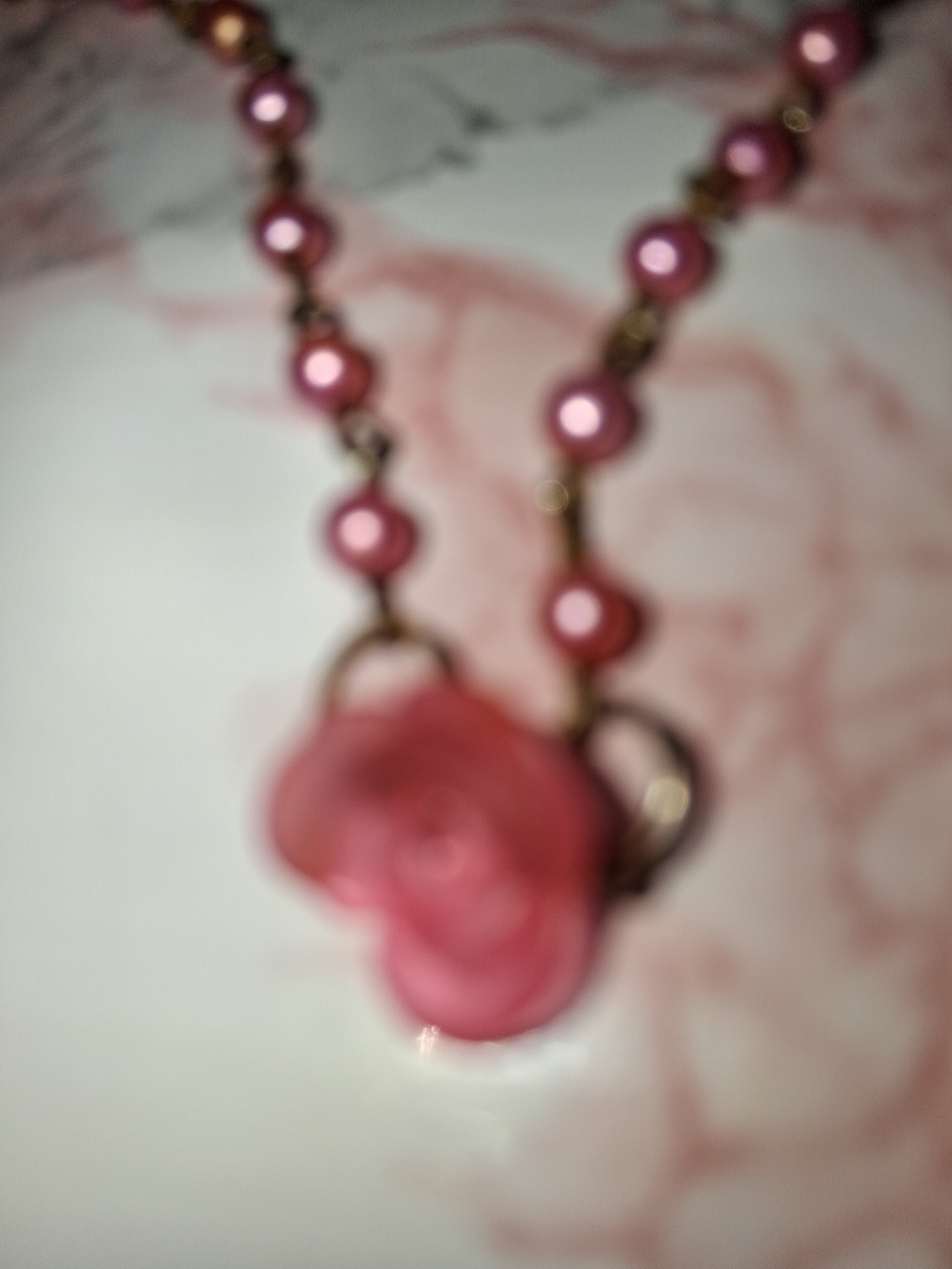 Pink Rose Bead Necklace - Women's Jewelry